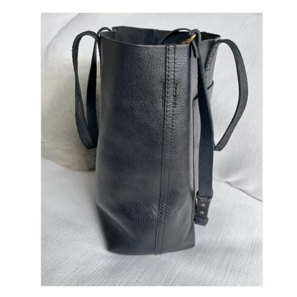 Madewell Medium Transport Tote Black Leather Open Top Shoulder Bag Classic - Picture 7 of 14